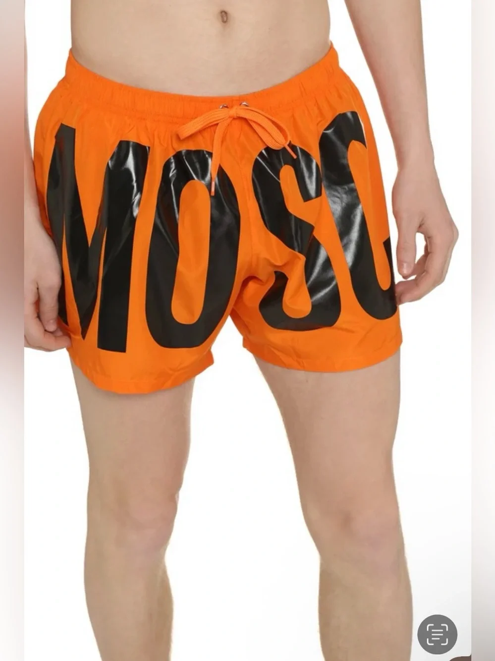 New! Moschino Neon Orange Logo Swim Shorts Oversized Graphic Beach Trunks🧡 M NWT